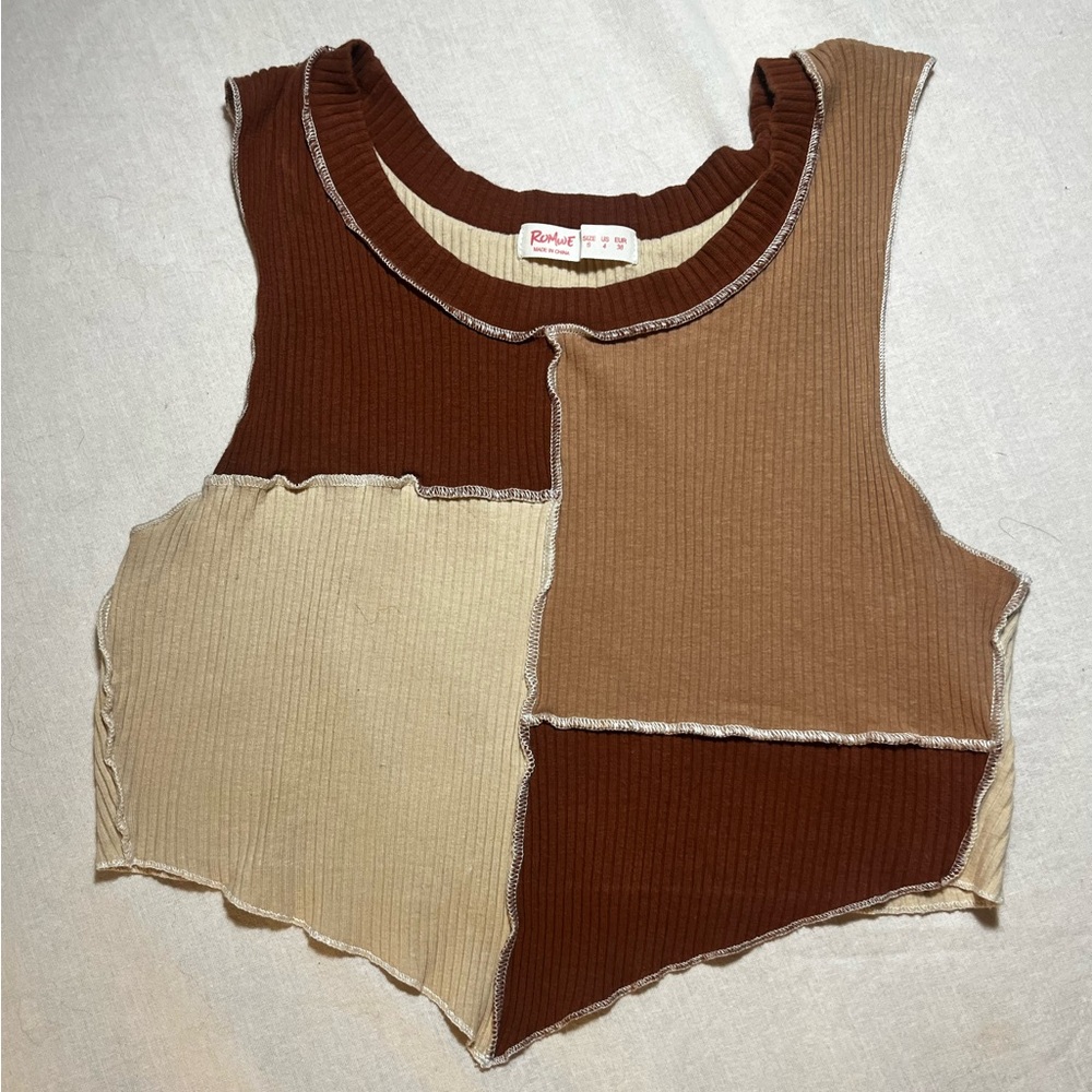 neutral color block shirt